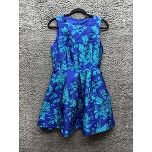 Silvian Heach‎ Floral Sleeveless Fit & Flare Mini Dress Blue Womens Size S